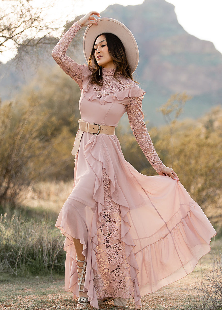 Sveta Maxi Dress in Nude Pink Joyfolie - Main Image