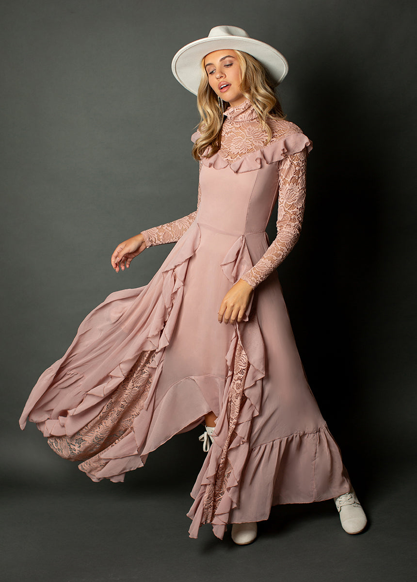 nude pink dresses Joyfolie Women's Sveta Maxi Maxi Dress in Nude Pink, Extra Extra Small