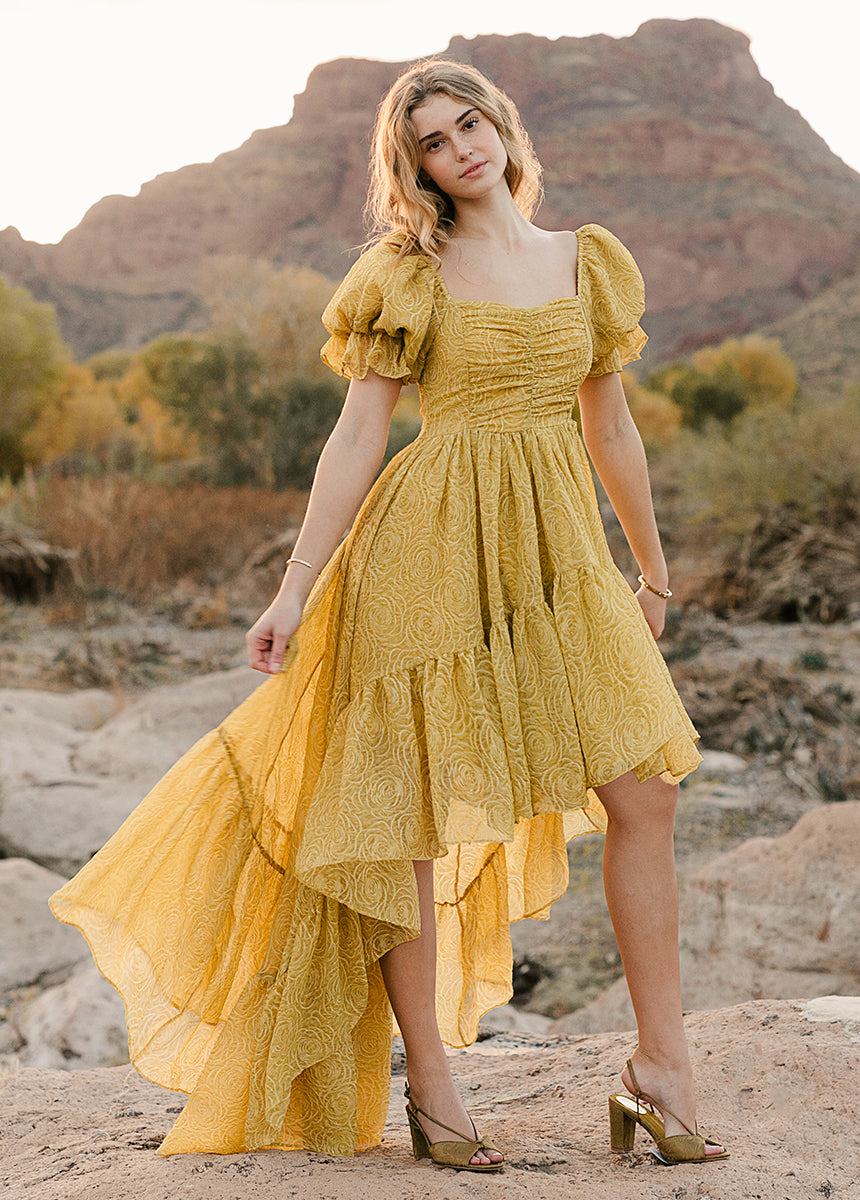 Joyfolie Women's Swan Impact Maxi Boho Dress in Citron, Large Joyfolie Women's Swan Impact Maxi Boho Dress in Citron, Large