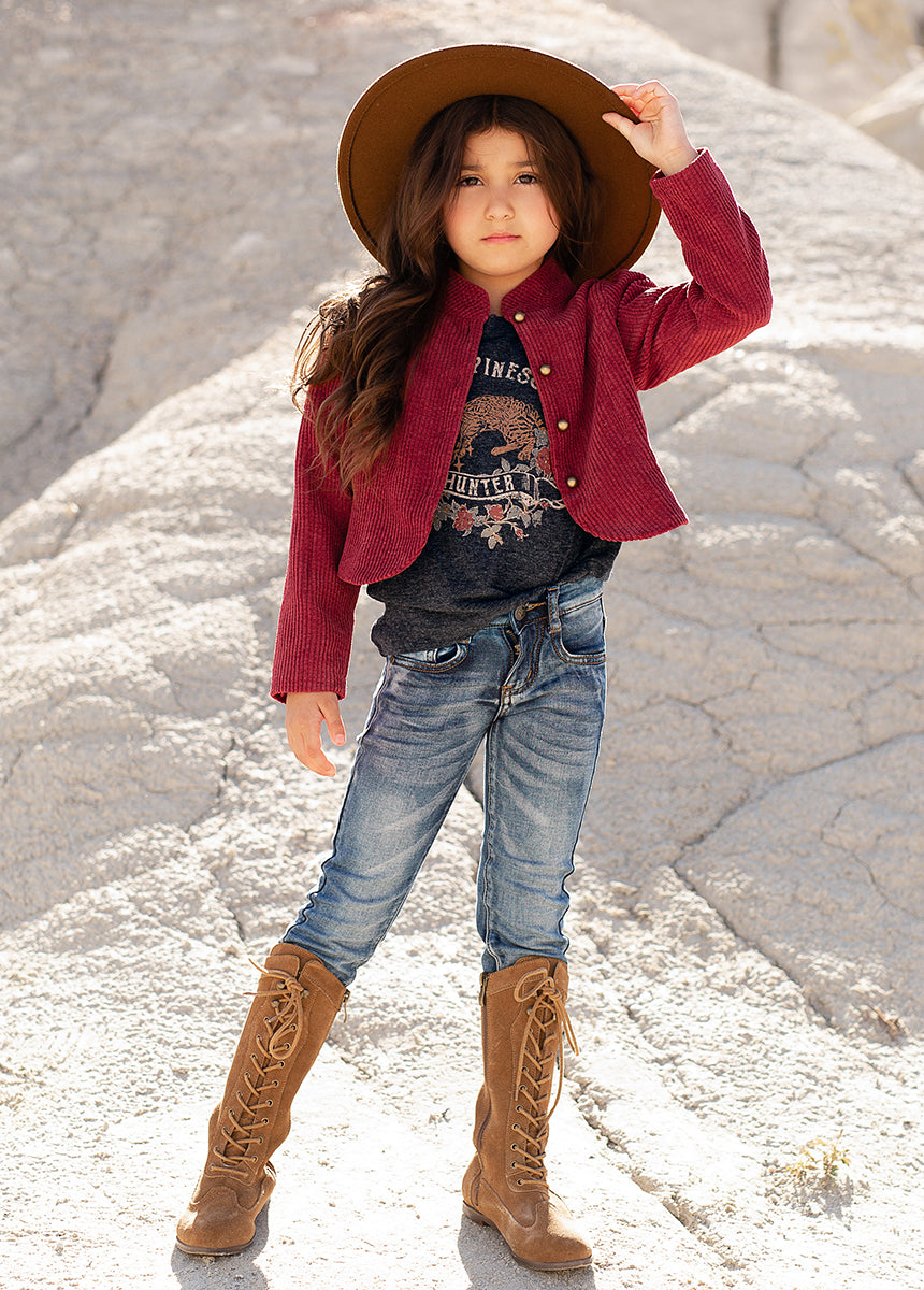 Happiness Hunter Graphic Tee in Heather Charcoal