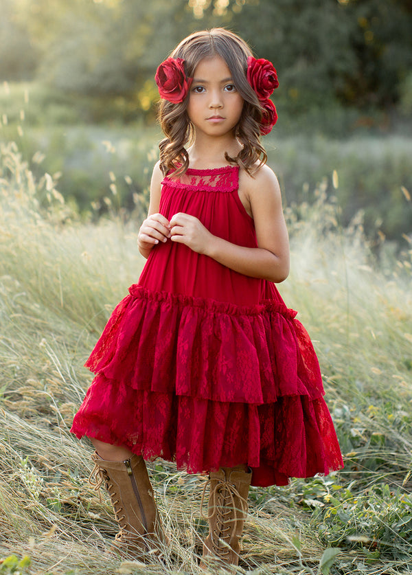 Catrina Dress in Crimson Joyfolie