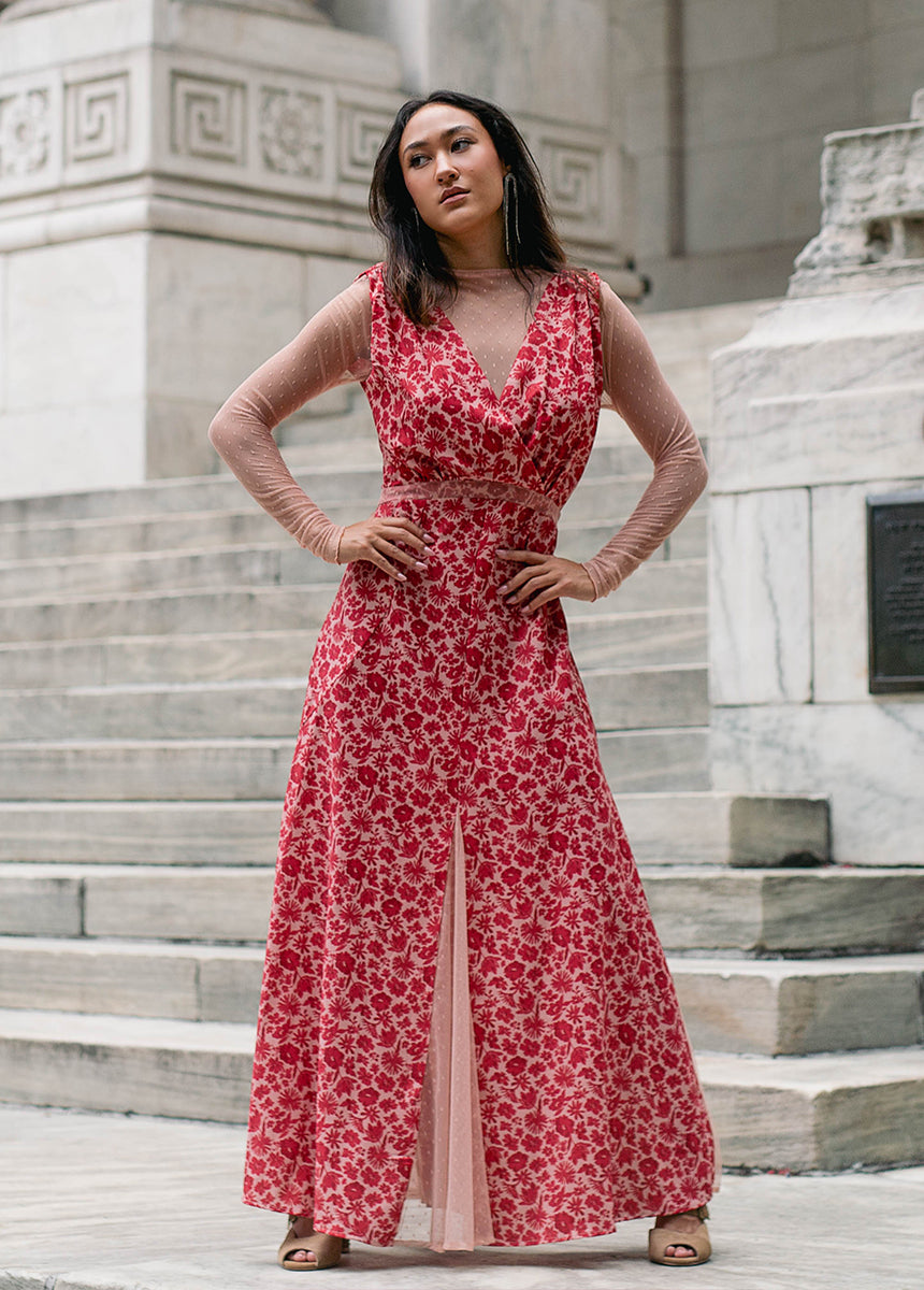Joyfolie Women's Tisannah Maxi Boho Dress in Red FloralMedium Joyfolie Women's Tisannah Maxi Boho Dress in Red FloralMedium