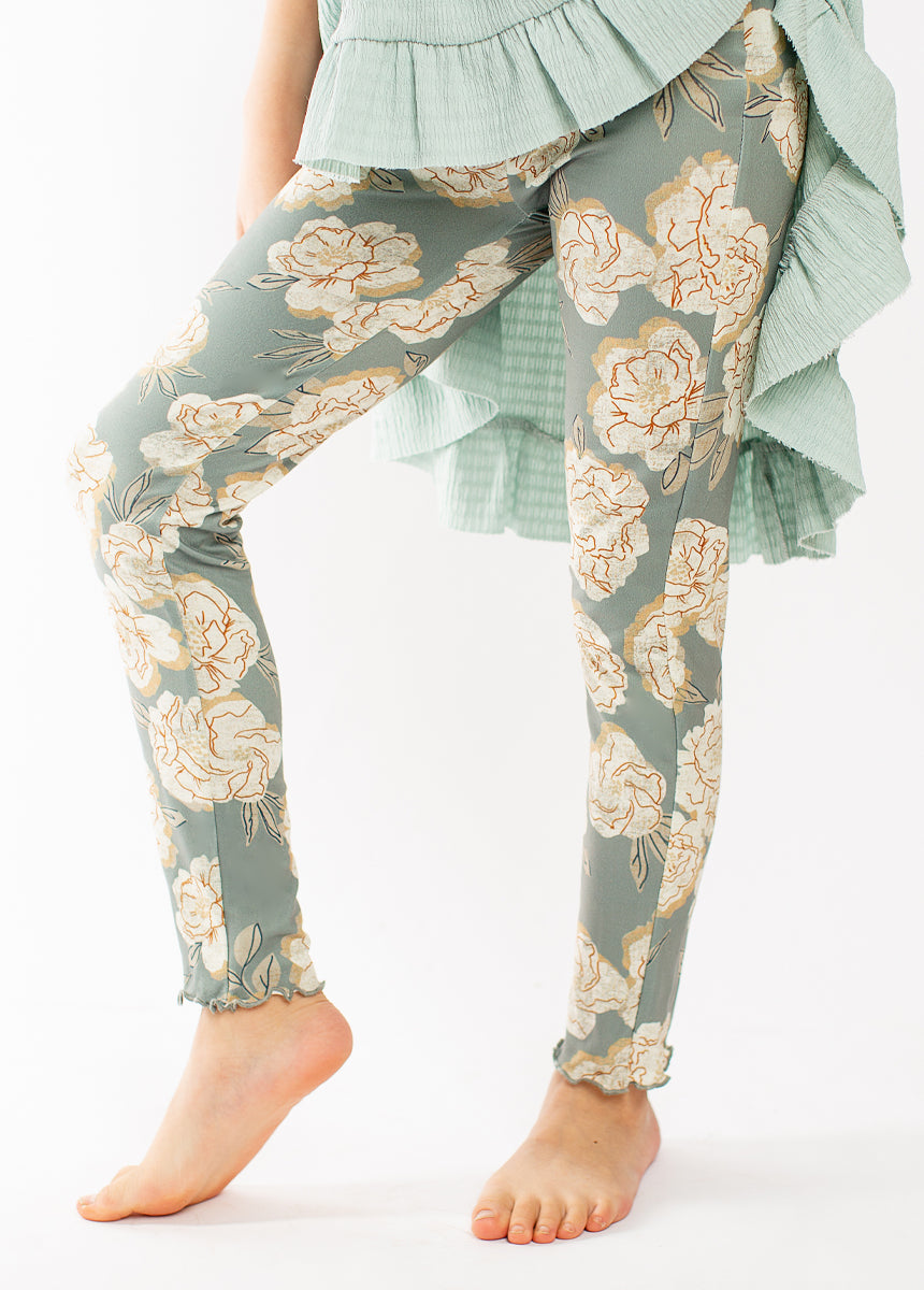 Victoria Legging in Neutral Green Floral - Joyfolie