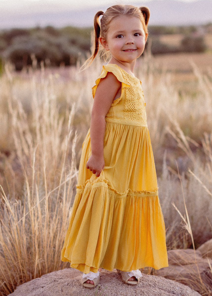 Joyfolie Girls Viola Maxi Dress in Mustard, Size 6 Joyfolie Girls Viola Maxi Dress in Mustard, Size 6