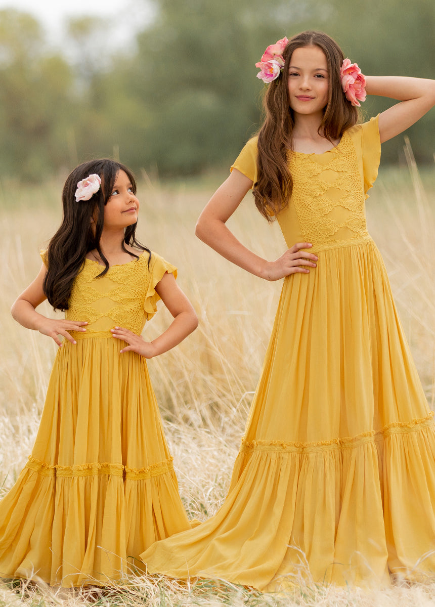 Joyfolie Girls Viola Maxi Dress in Mustard, Size 6 Joyfolie Girls Viola Maxi Dress in Mustard, Size 6