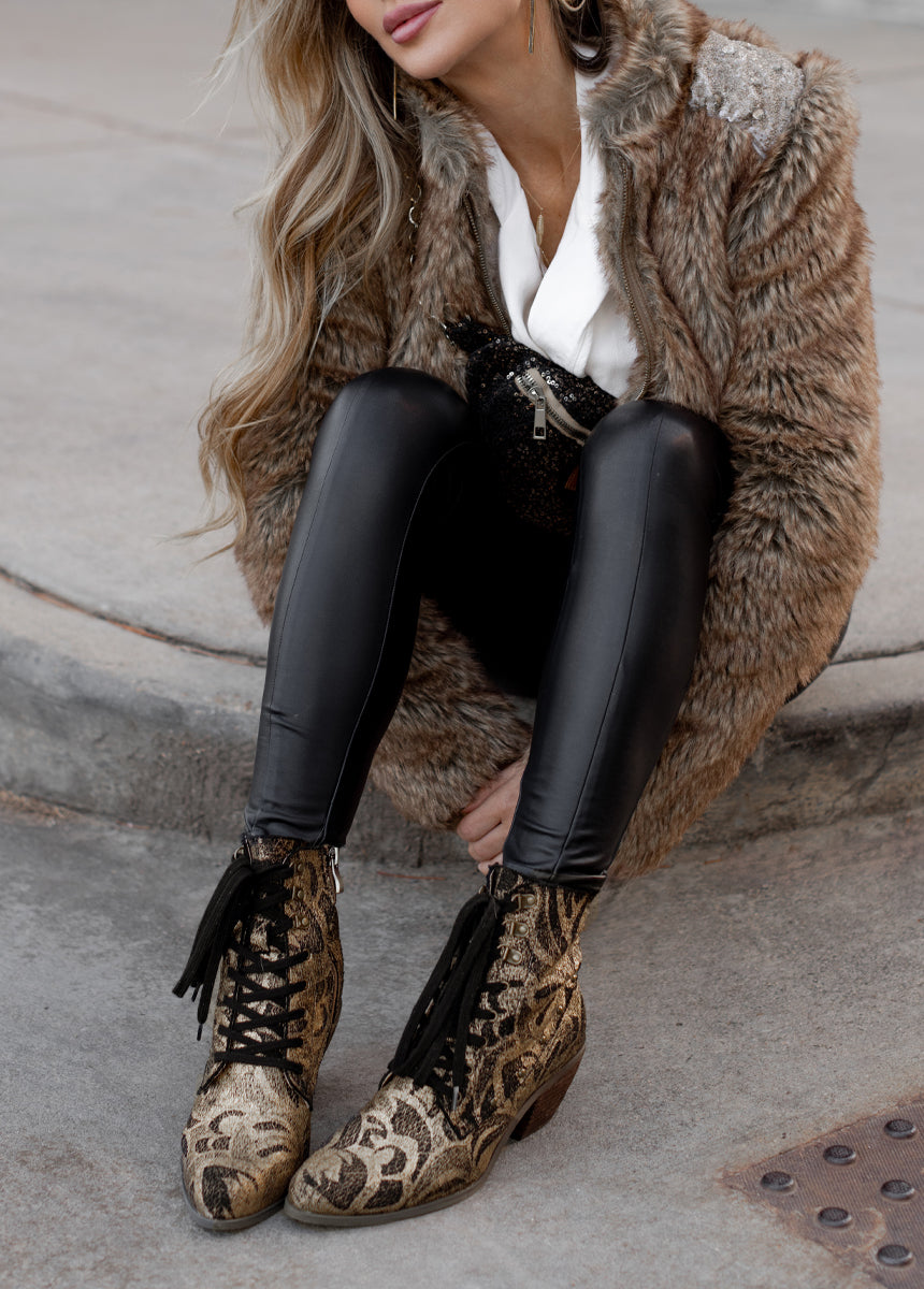 Virginia Boot in Gold Lace