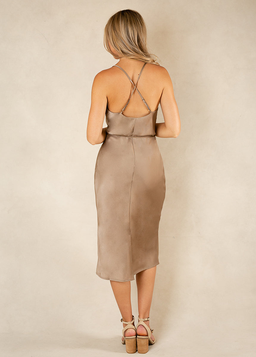 Amanda Dress in Light Taupe | Bridesmaid | Luxe Midi | Joyfolie Bridal Amanda Dress in Light Taupe | Bridesmaid | Luxe Midi | Joyfolie Bridal