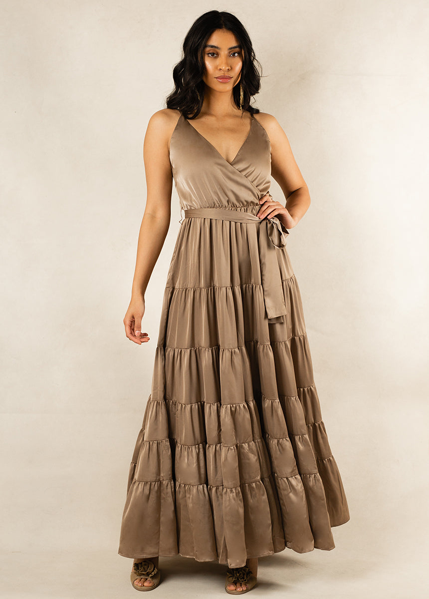 Zayla Bridesmaid Dress in Light Taupe