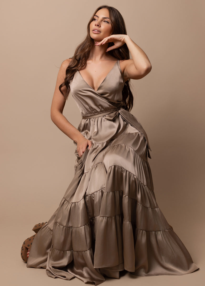 Zayla Dress in Light Taupe