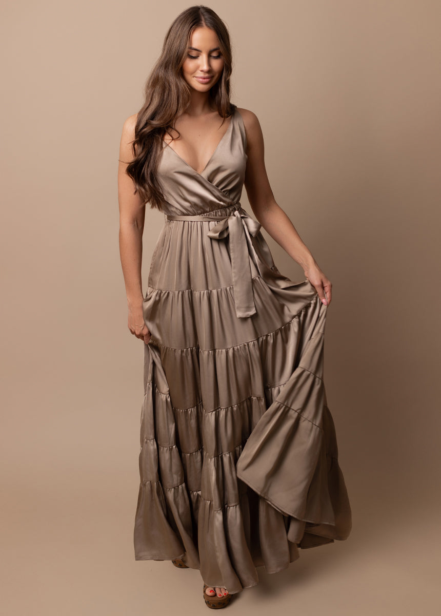 Joyfolie Women's Zayla Boho Dress in Light Taupe | Boho Maxi | Joyfolie, Extra Extra Small Joyfolie Women's Zayla Boho Dress in Light Taupe | Boho Maxi | Joyfolie, Extra Extra Small