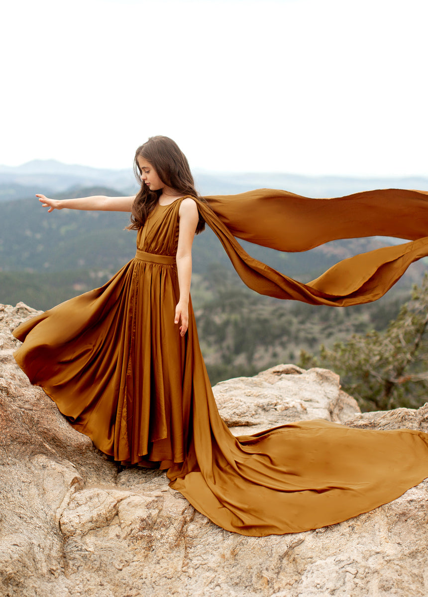 Joyfolie Girls Junie Impact Maxi Boho Dress in Dark Honey, Size 8 Joyfolie Girls Junie Impact Maxi Boho Dress in Dark Honey, Size 8