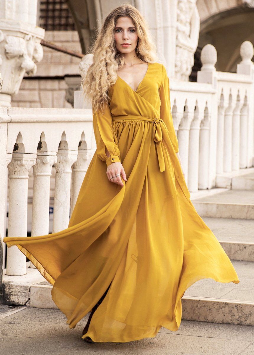 Joyfolie Women's Aniya Maxi Boho Dress in MustardMedium Joyfolie Women's Aniya Maxi Boho Dress in MustardMedium