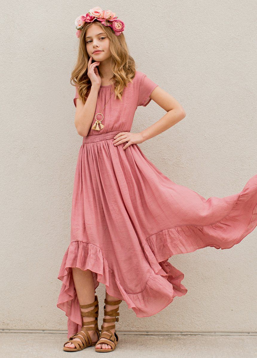 boho dusty pink dress Two Piece Dusty Pink Boho Casual Rustic Bridesmaid Dresses with Tulle Skirt