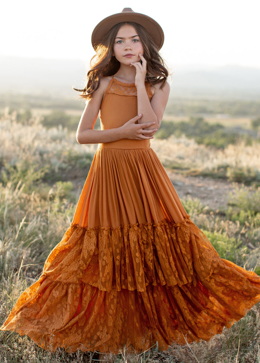 marigold dress Sheer-Bodice Long Yellow Prom CM343 / 2 a breezy fit and tassel finished ties at the neck Katherine Maxi Dress in Marigold