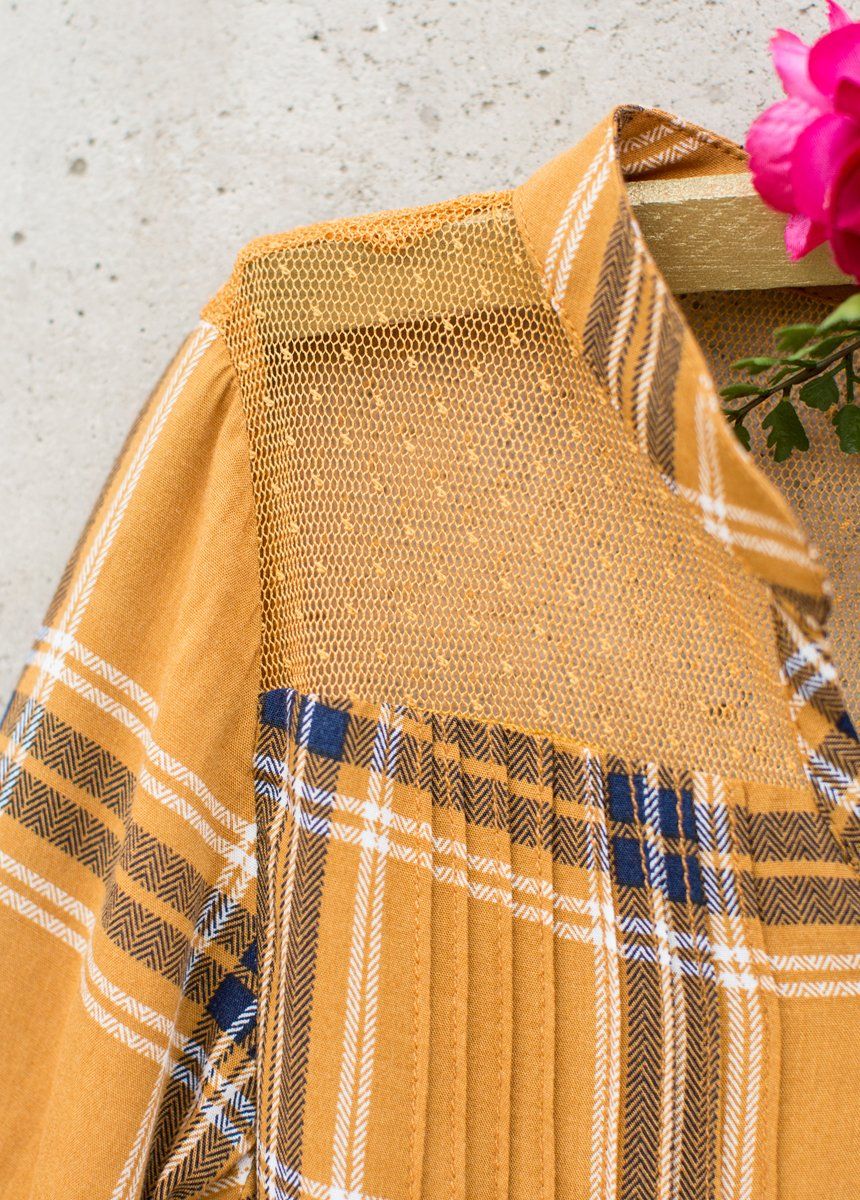 Mariana Dress in Ochre Plaid