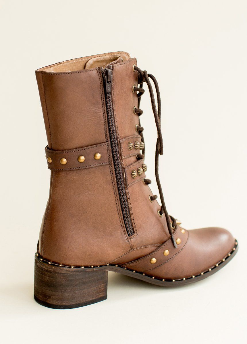 Rowan Leather Combat Boot in Brown
