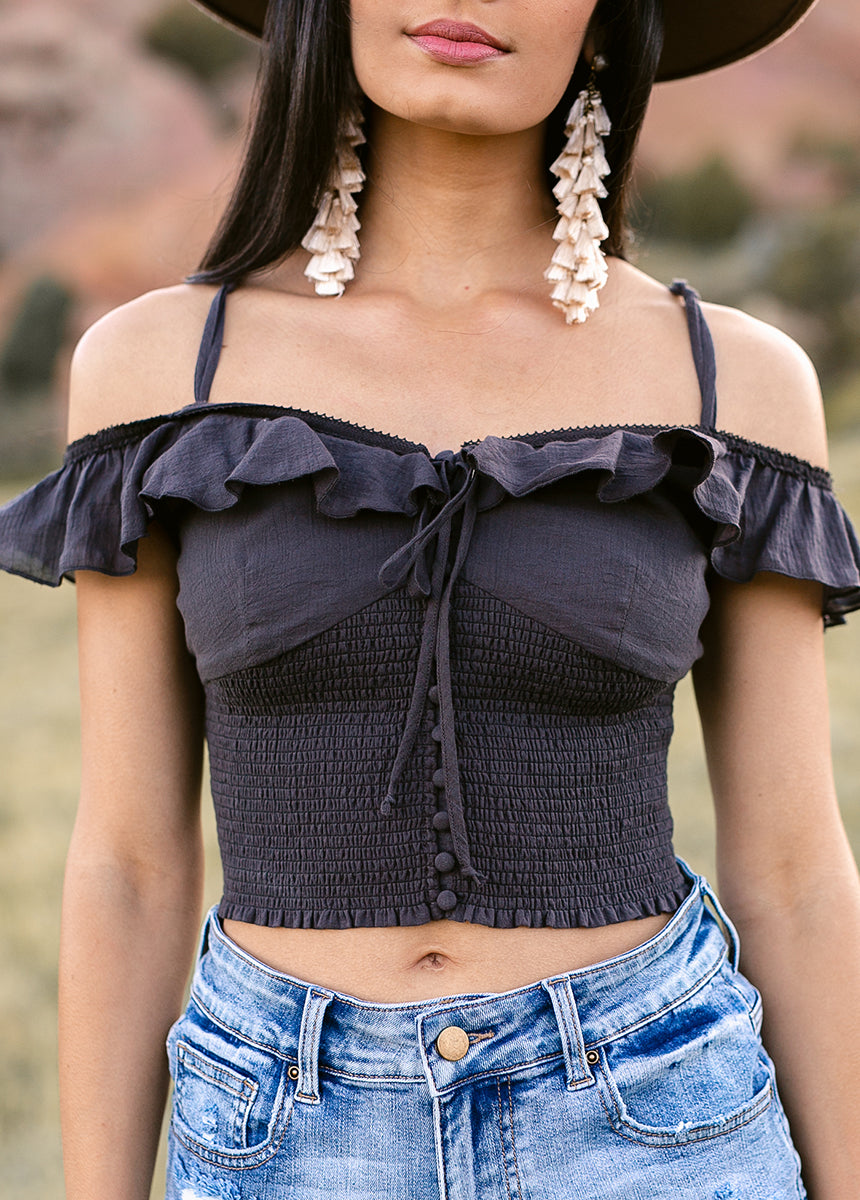 Angelica Top in Washed Black