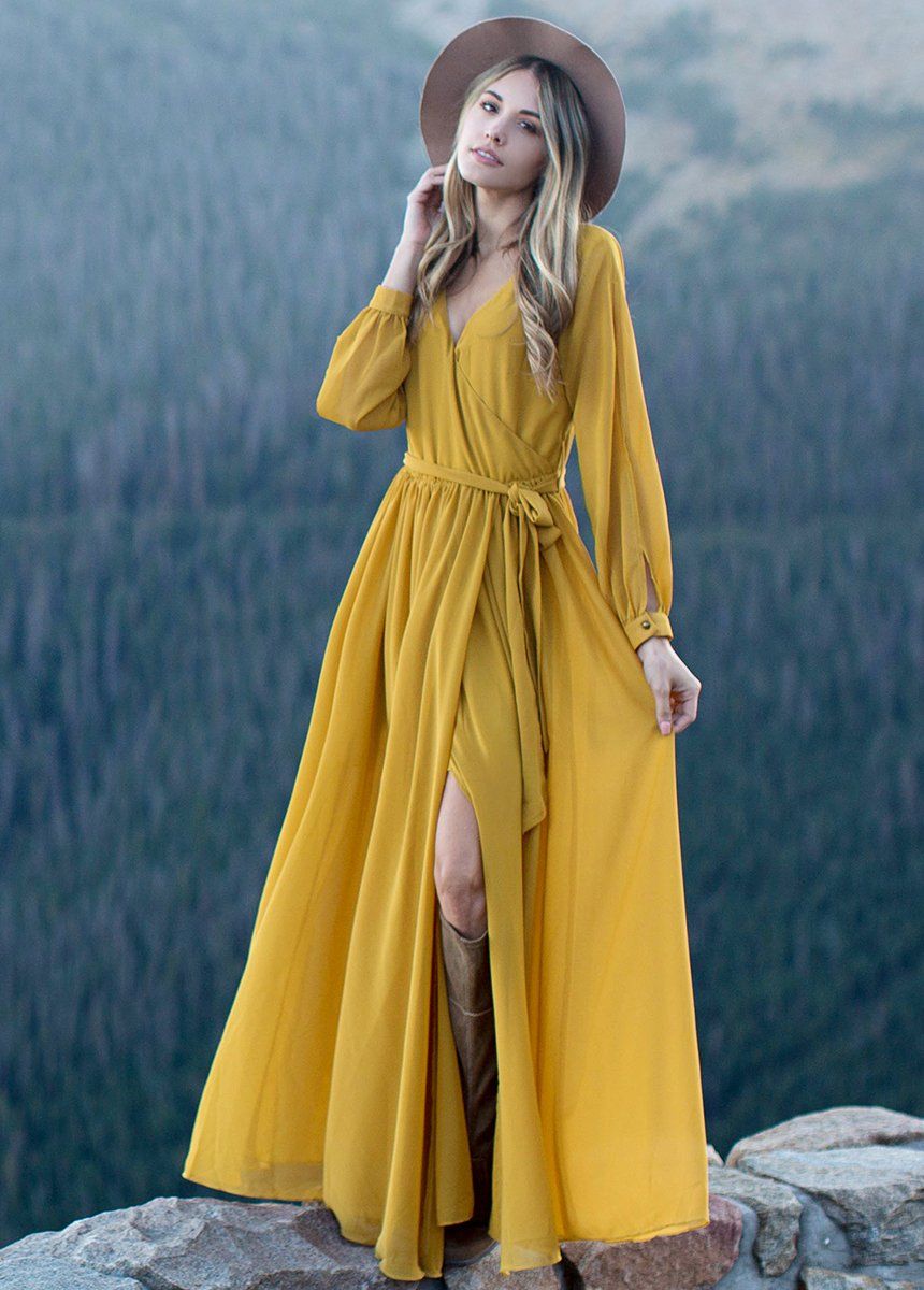 Joyfolie Women's Aniya Boho Dress in Mustard, Large