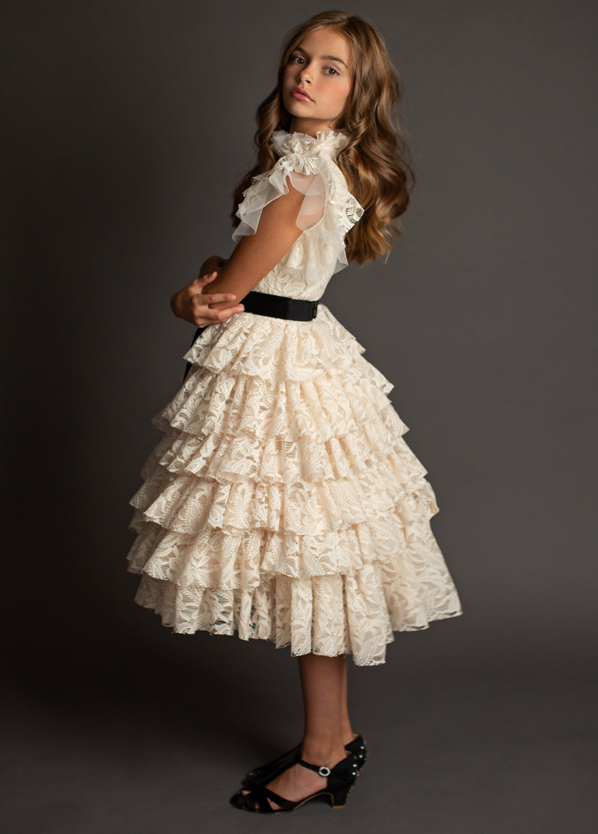 Anouk Petticoat Dress in Vintage Ivory - Joyfolie