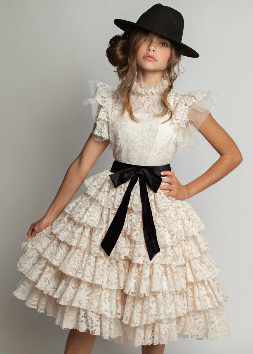 Anouk Petticoat Dress in Vintage Ivory - Joyfolie