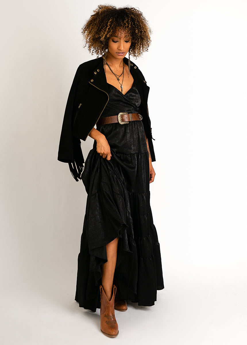 Begonia Dress in Metallic Black