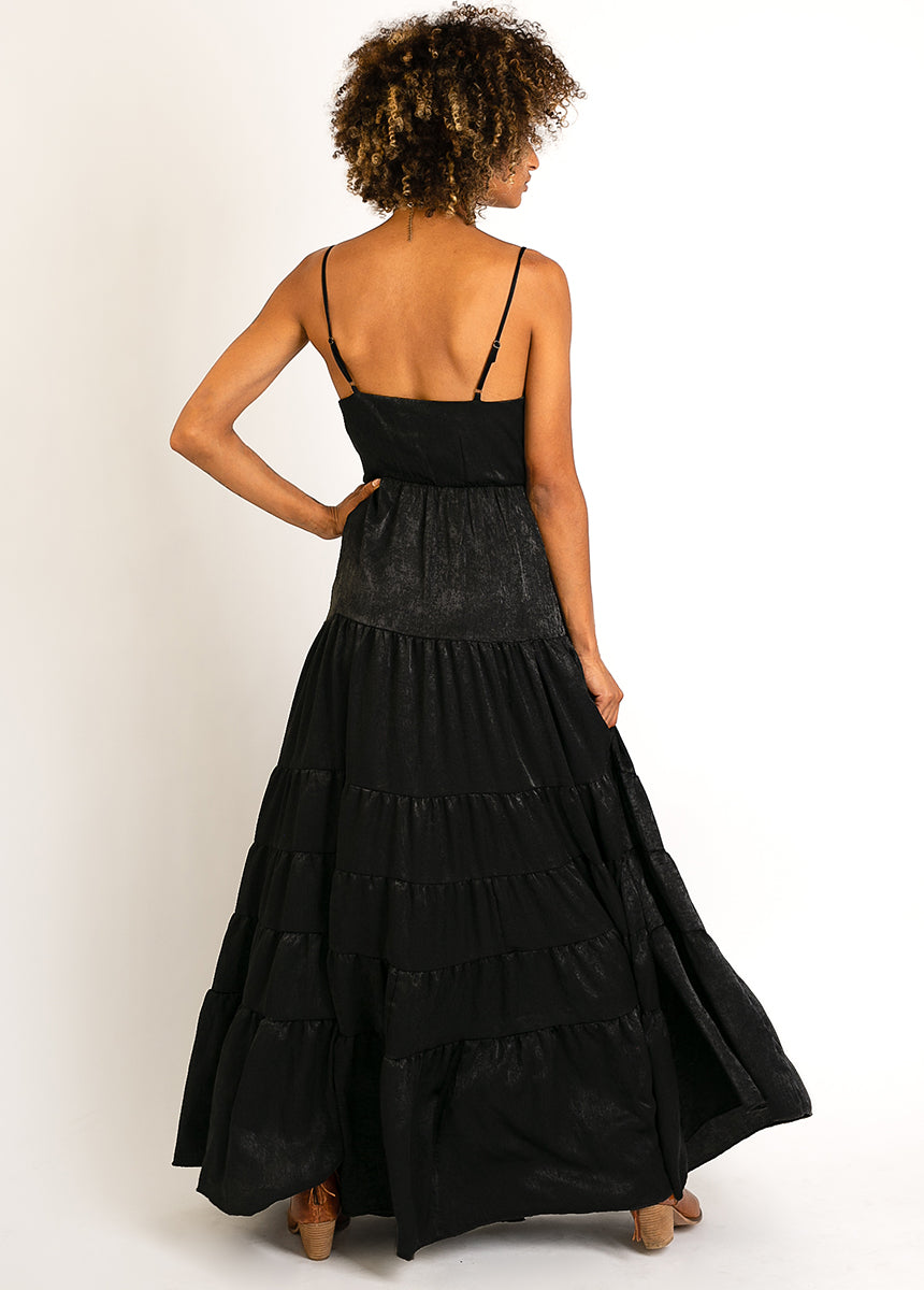 Begonia Dress in Metallic Black