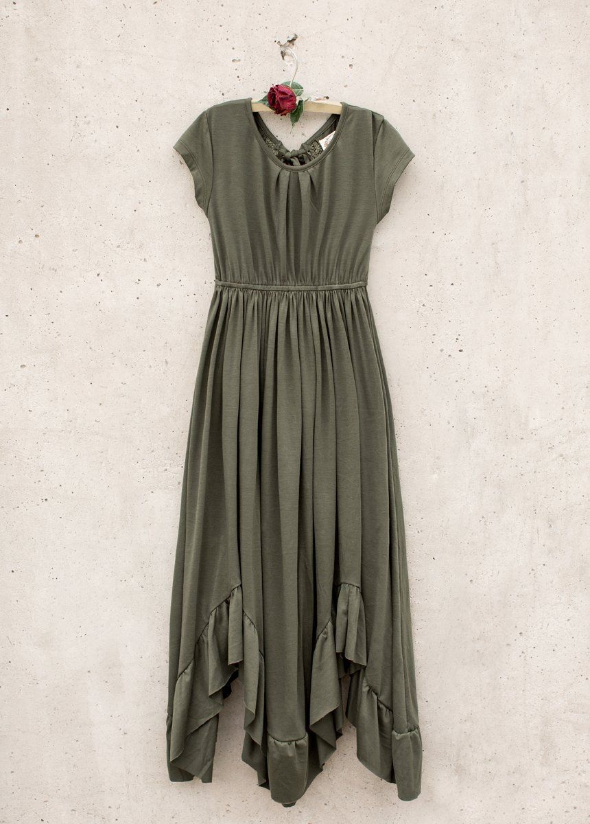 Joyfolie Girls Braelyn Maxi Dress in Olive, Size 7 Joyfolie Girls Braelyn Maxi Dress in Olive, Size 7