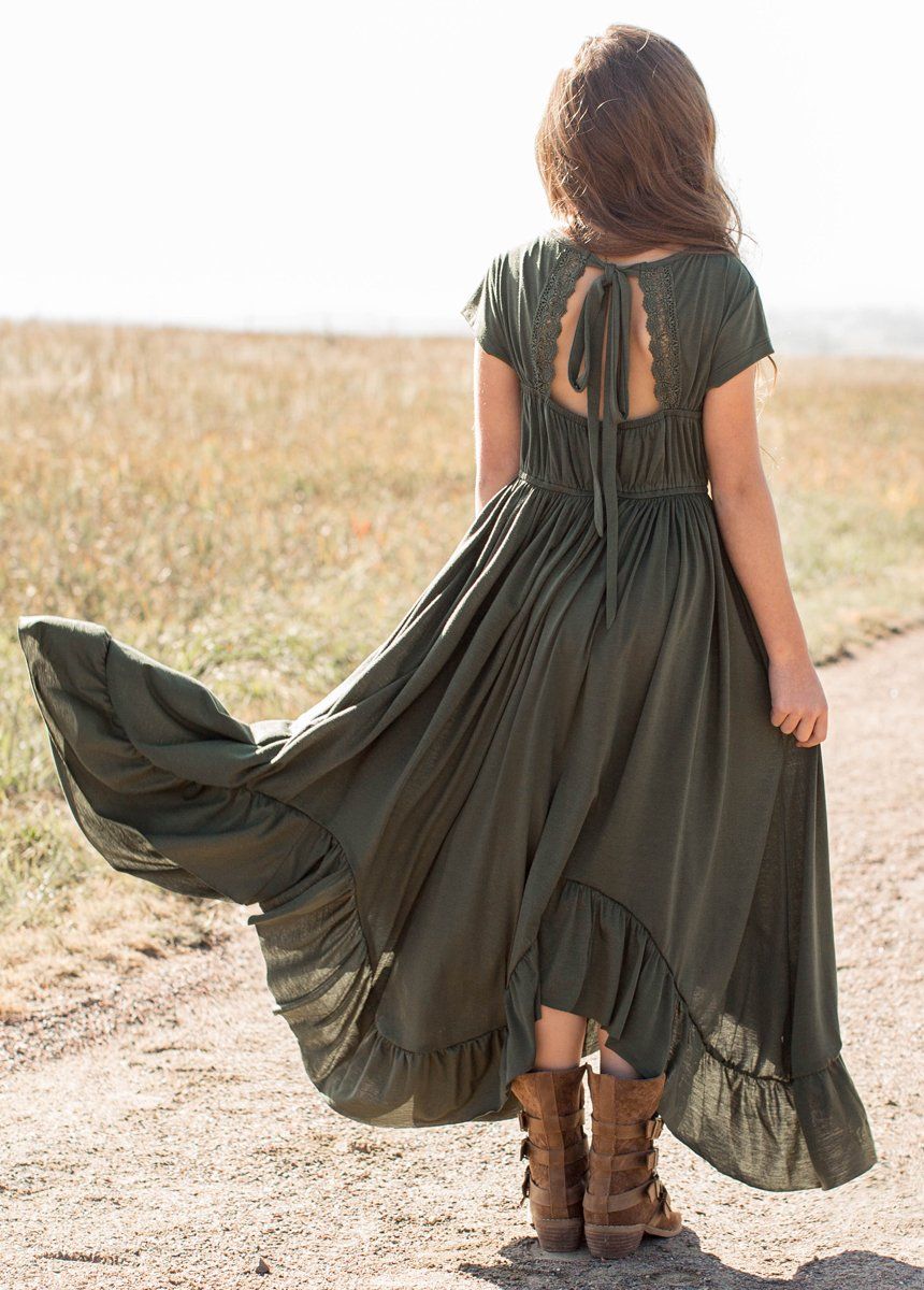 Joyfolie Girls Braelyn Maxi Dress in Olive, Size 7 Joyfolie Girls Braelyn Maxi Dress in Olive, Size 7