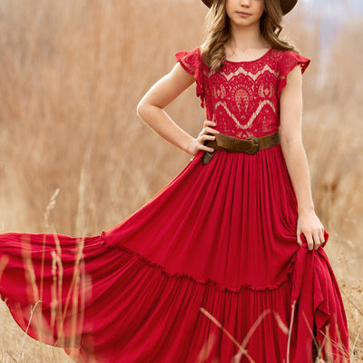 Macy Dress in Crimson