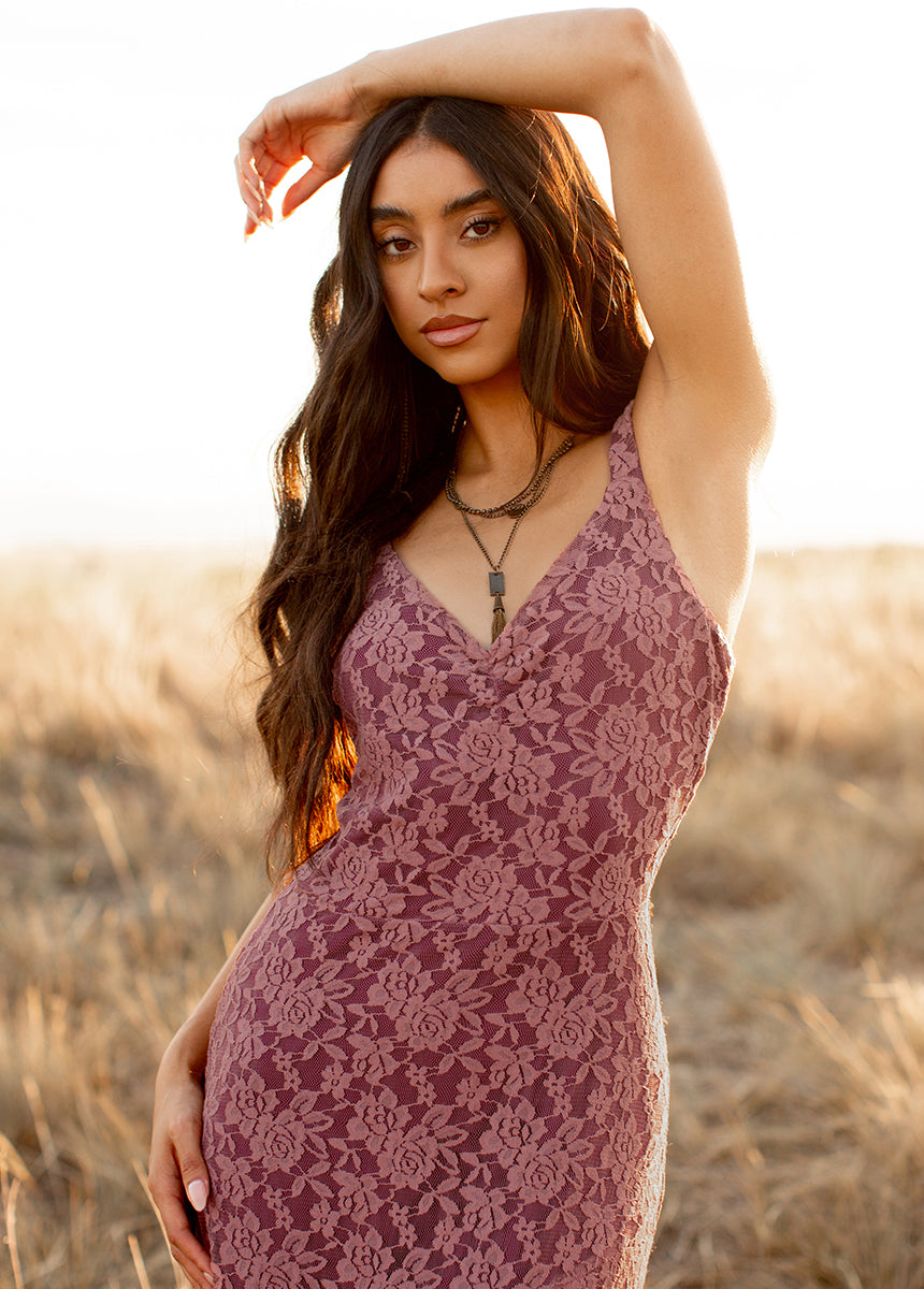 Carmel Slip Dress in Raisin
