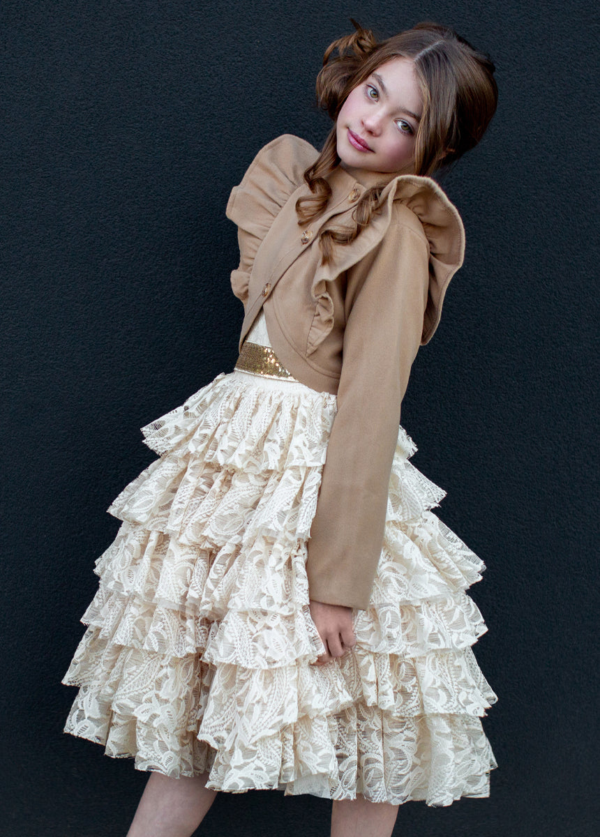Joyfolie Girls Anouk Petticoat Maxi Boho Dress in Vintage Ivory, Size 6 Joyfolie Girls Anouk Petticoat Maxi Boho Dress in Vintage Ivory, Size 6