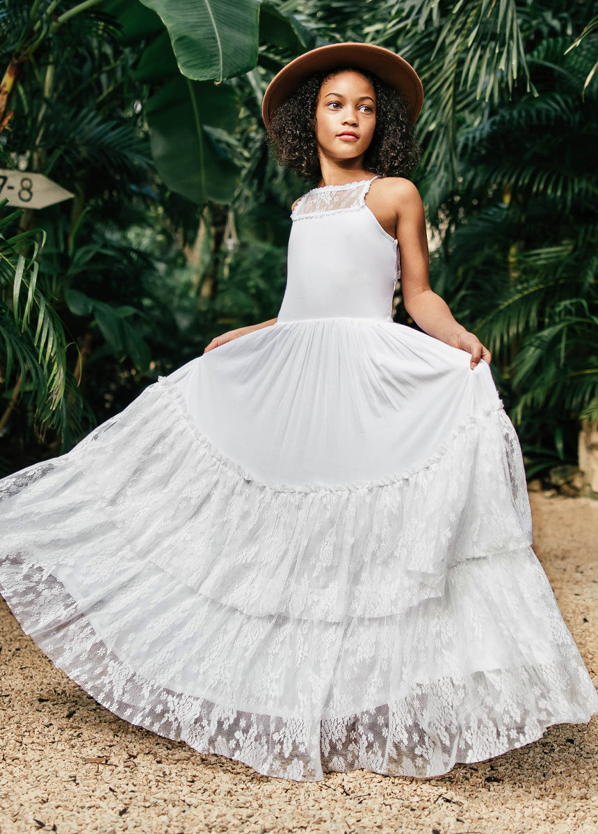 White lace boho maxi dress Clearance