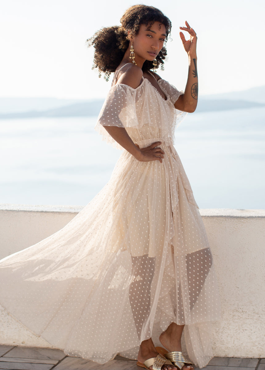 Joyfolie Women's Lauryn Maxi Dress in Sand, Extra Extra Small