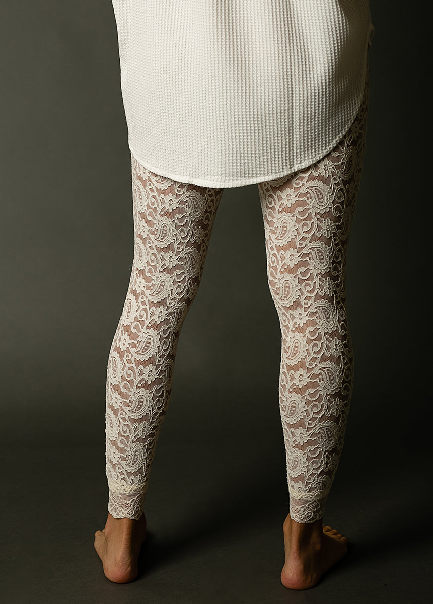Elena Lace Leggings in Cream