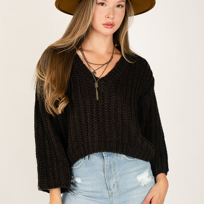 Emi Sweater in Washed Black