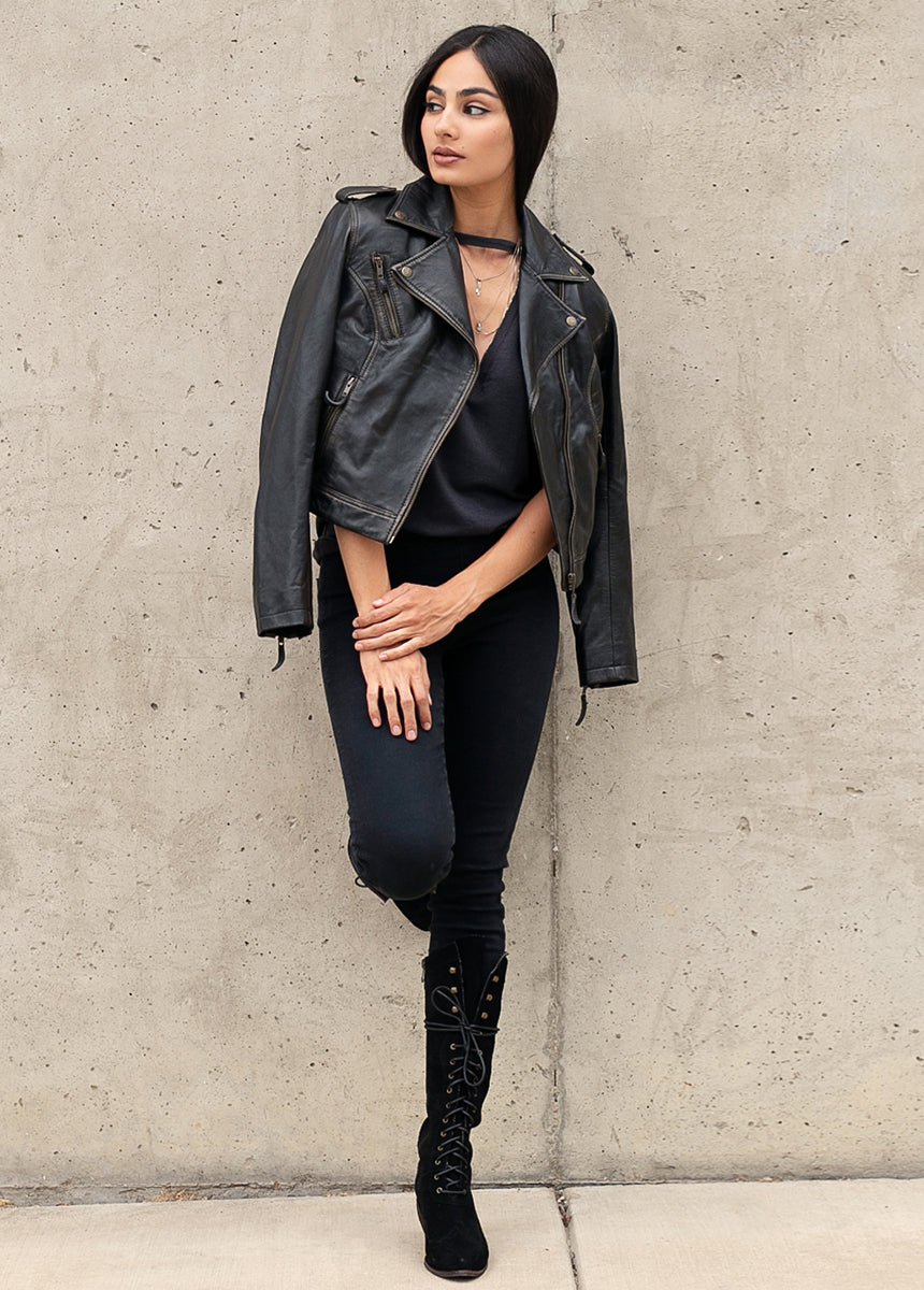 Roxana Jacket in Black Leather