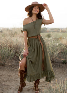 Joyfolie Women's Gia Maxi Dress in Green | Boho Maxi Maxi Dress