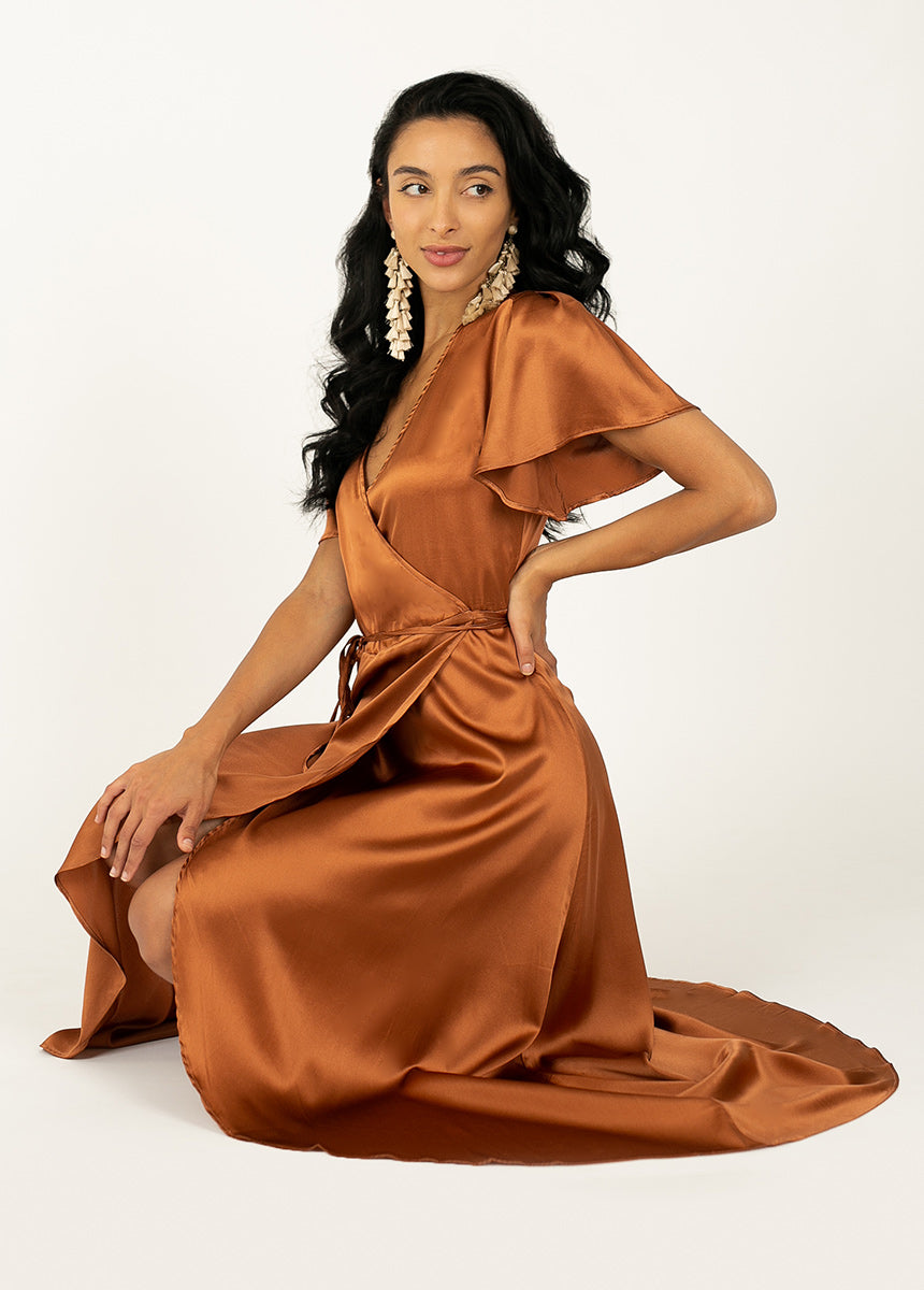 Giulia Silk Dress in Copper