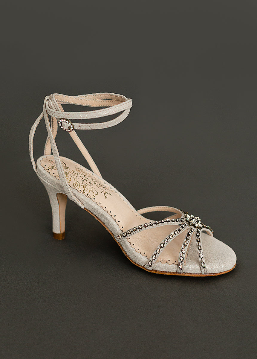 Maelyn Leather Heel in Silver