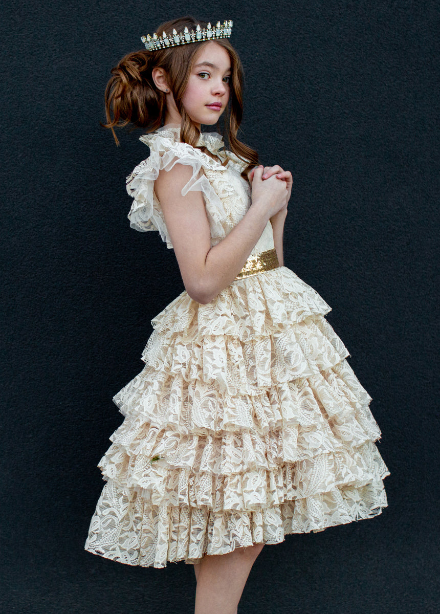 Joyfolie Girls Anouk Petticoat Maxi Boho Dress in Vintage Ivory, Size 6 Joyfolie Girls Anouk Petticoat Maxi Boho Dress in Vintage Ivory, Size 6