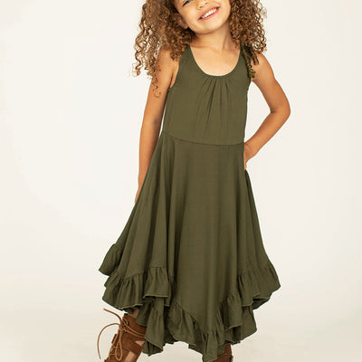 Paisley Dress in Dark Olive