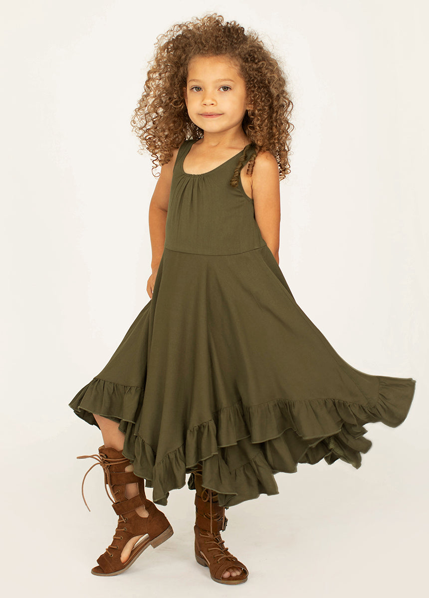 Paisley Dress in Dark Olive