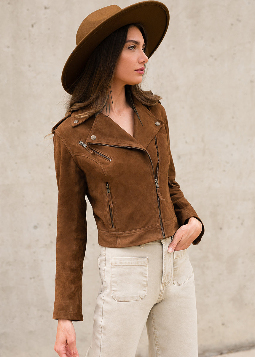 Roxana Leather Jacket in Nutmeg