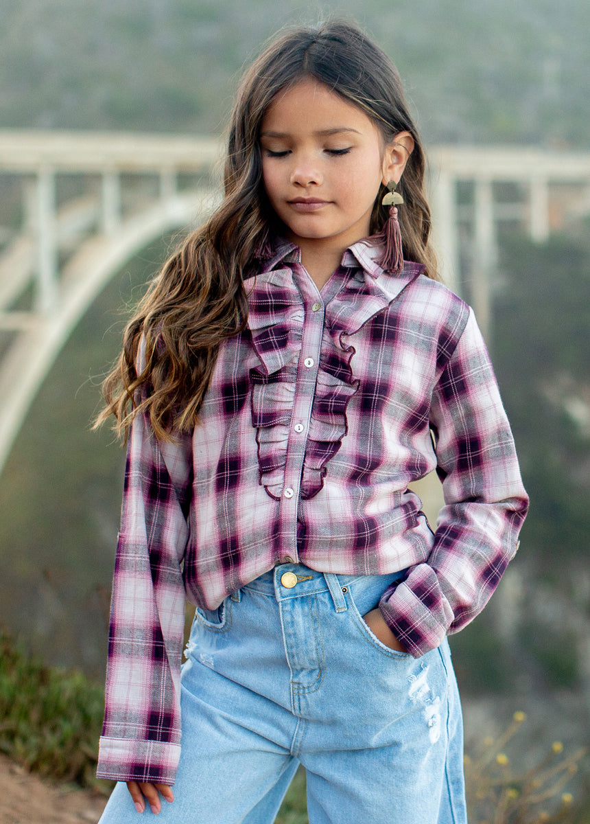 Taylor Top in Berry Plaid