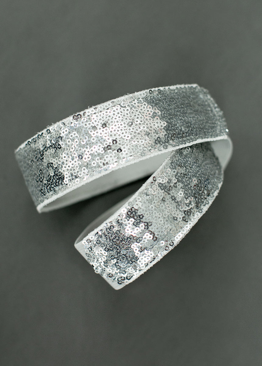Joyfolie Girls Molly Sequin Belt in Silver, Youth Large Joyfolie Girls Molly Sequin Belt in Silver, Youth Large
