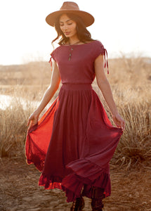 Gia Dress in Mesa Rose, Boho Maxi Dress