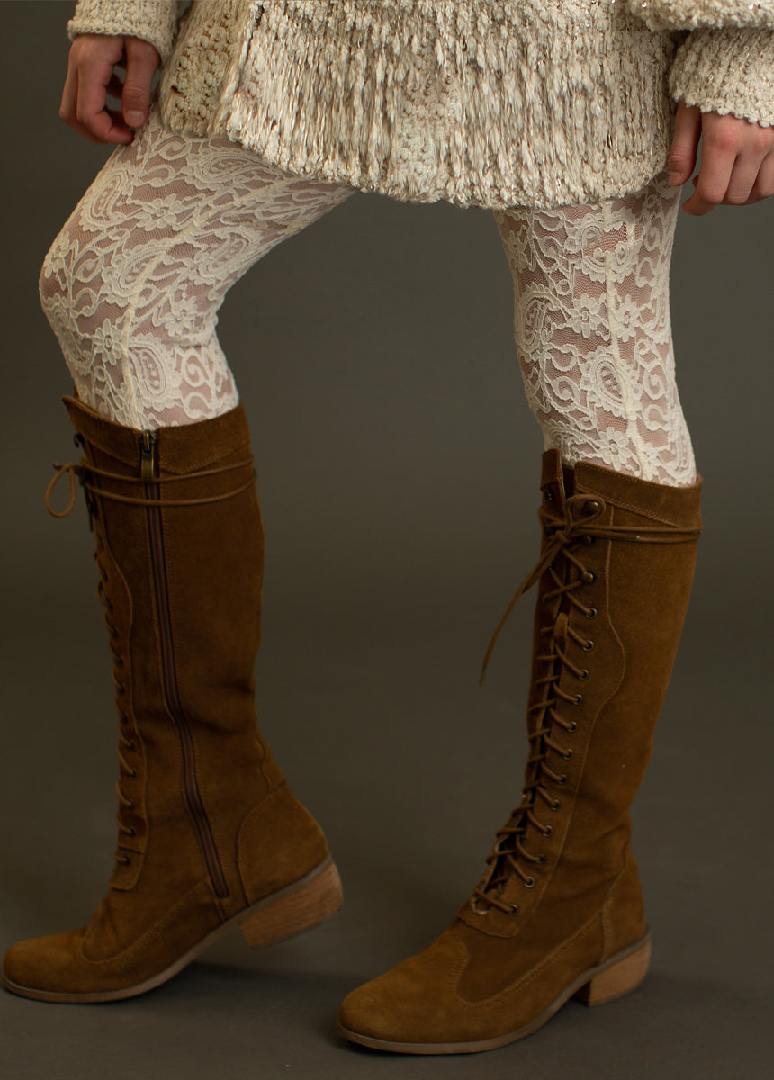 Elea Lace Leggings in Cream