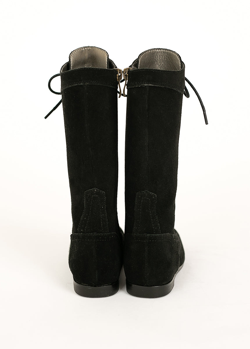 Aelin Leather Boot in Distressed Black