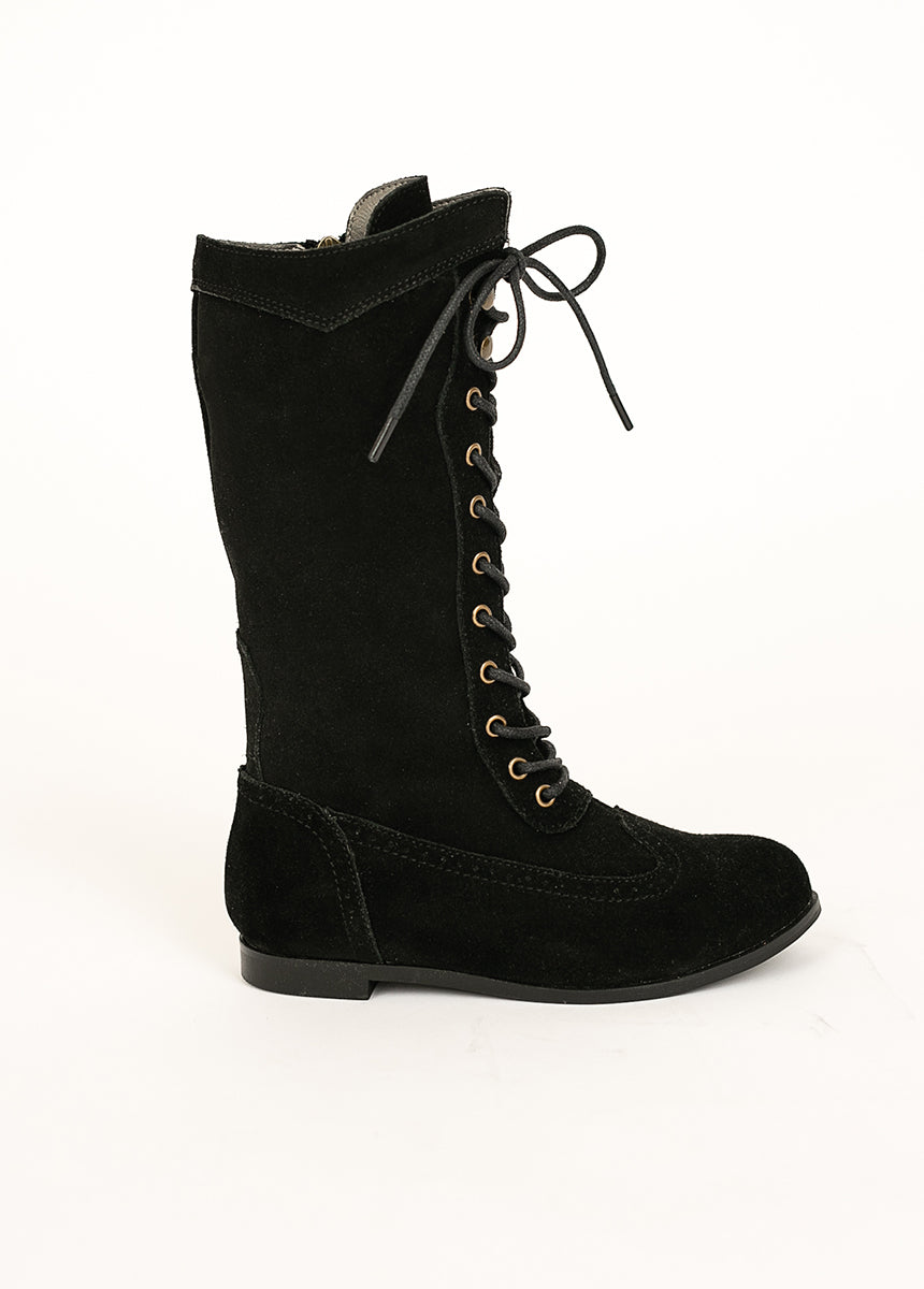 Aelin Leather Boot in Distressed Black