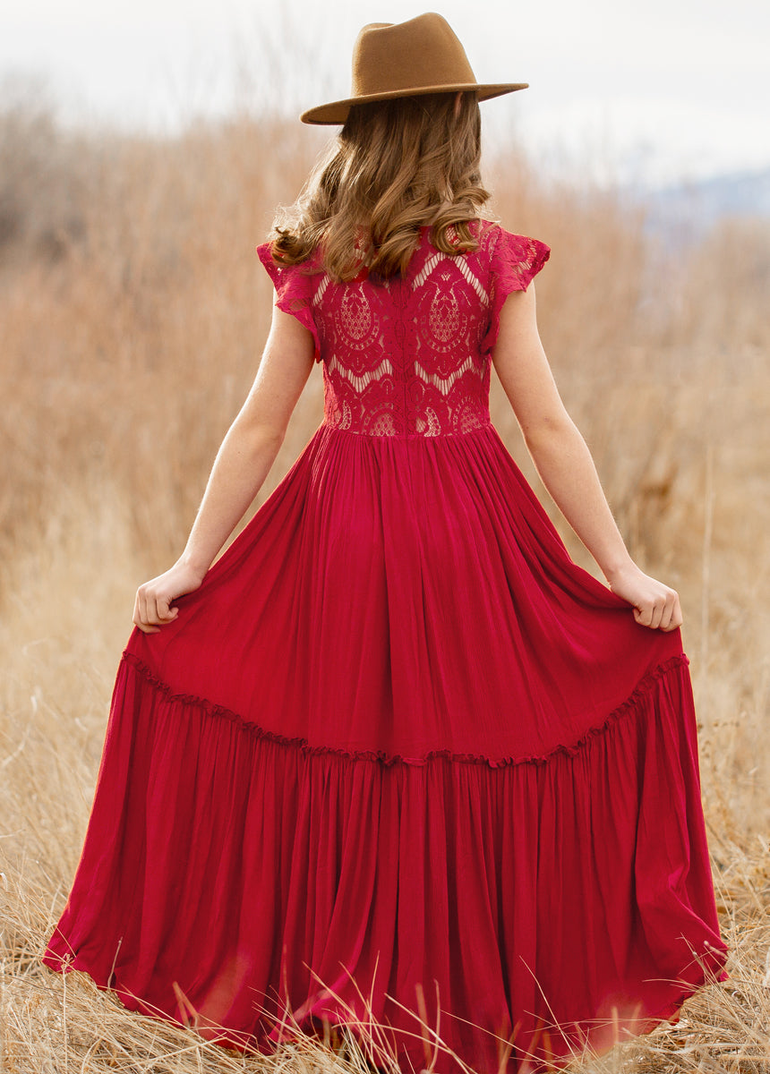 Macy Dress in Crimson